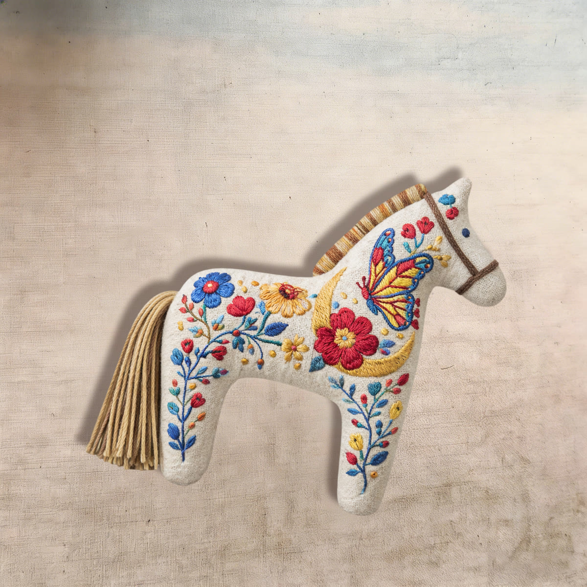 Rubbyoo Dala Horse Embroidery Kit - Golden Moon And Butterfly Motif | Unique Gift For Mom | Whimsical Folk Art Bag Charm - image 6