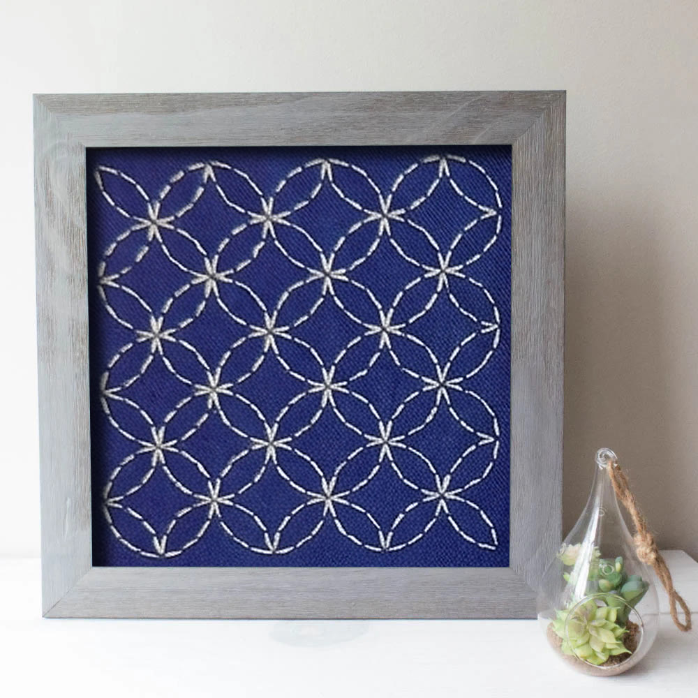 Rubbyoo Sashiko Embroidery Kit - Overlapping Circles | Living Room Office Decor | Easy Diy Craft Kit - image 2