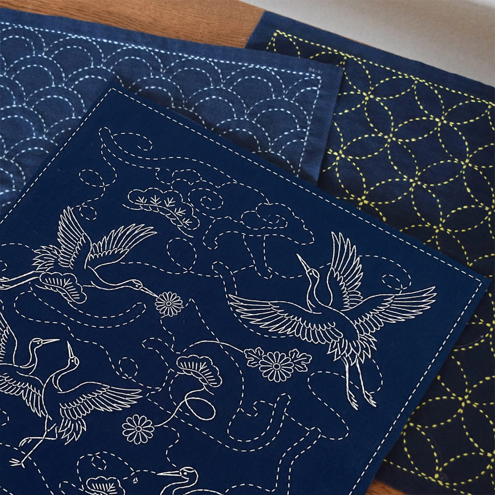 Rubbyoo Sashiko Embroidery Kit - Flying Crane | Anniversary Gift For Parents | Oriental Inspired Decor - image 2