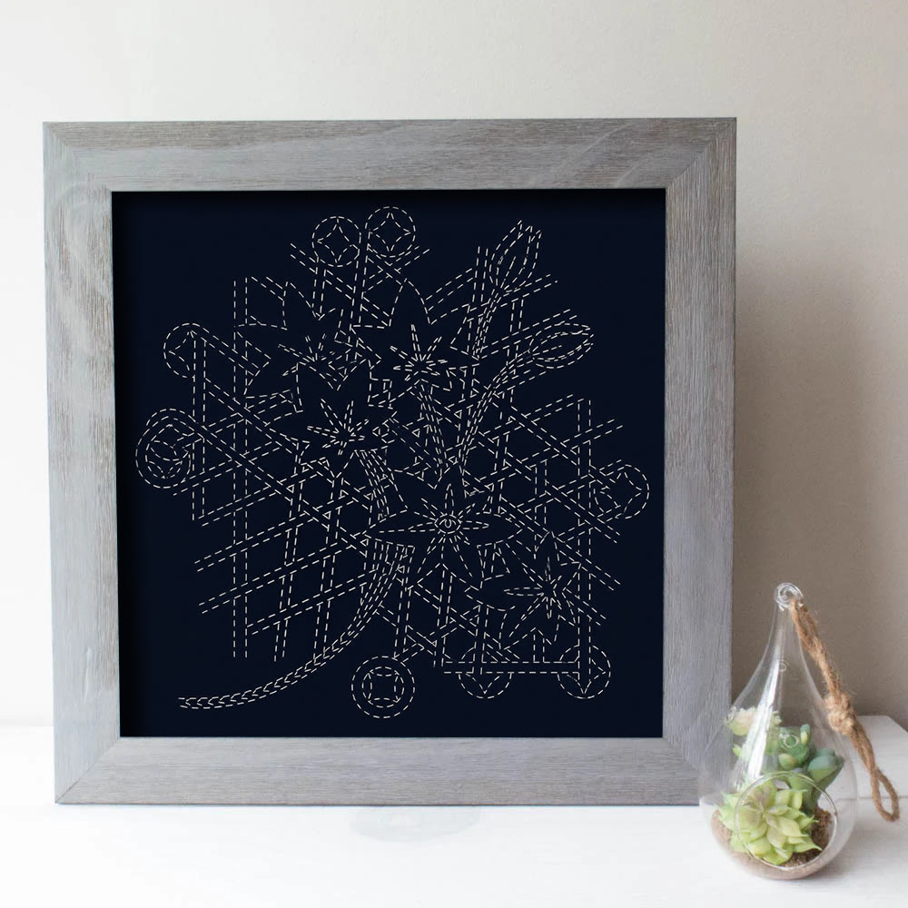 Rubbyoo Sashiko Embroidery Kit - Geometric Needlepoint | Meaningful Gift | Modern Wall Art Decor - image 3