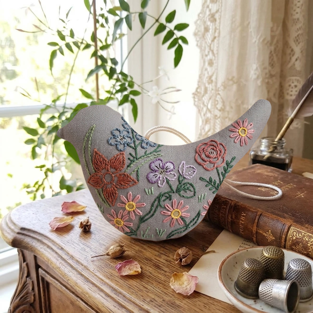 Rubbyoo Bird-shaped Embroidery Kit - Wildflower Meadow Design | Diy Mothers Day Gift | Delicate Hand-crafted Decor - image 6