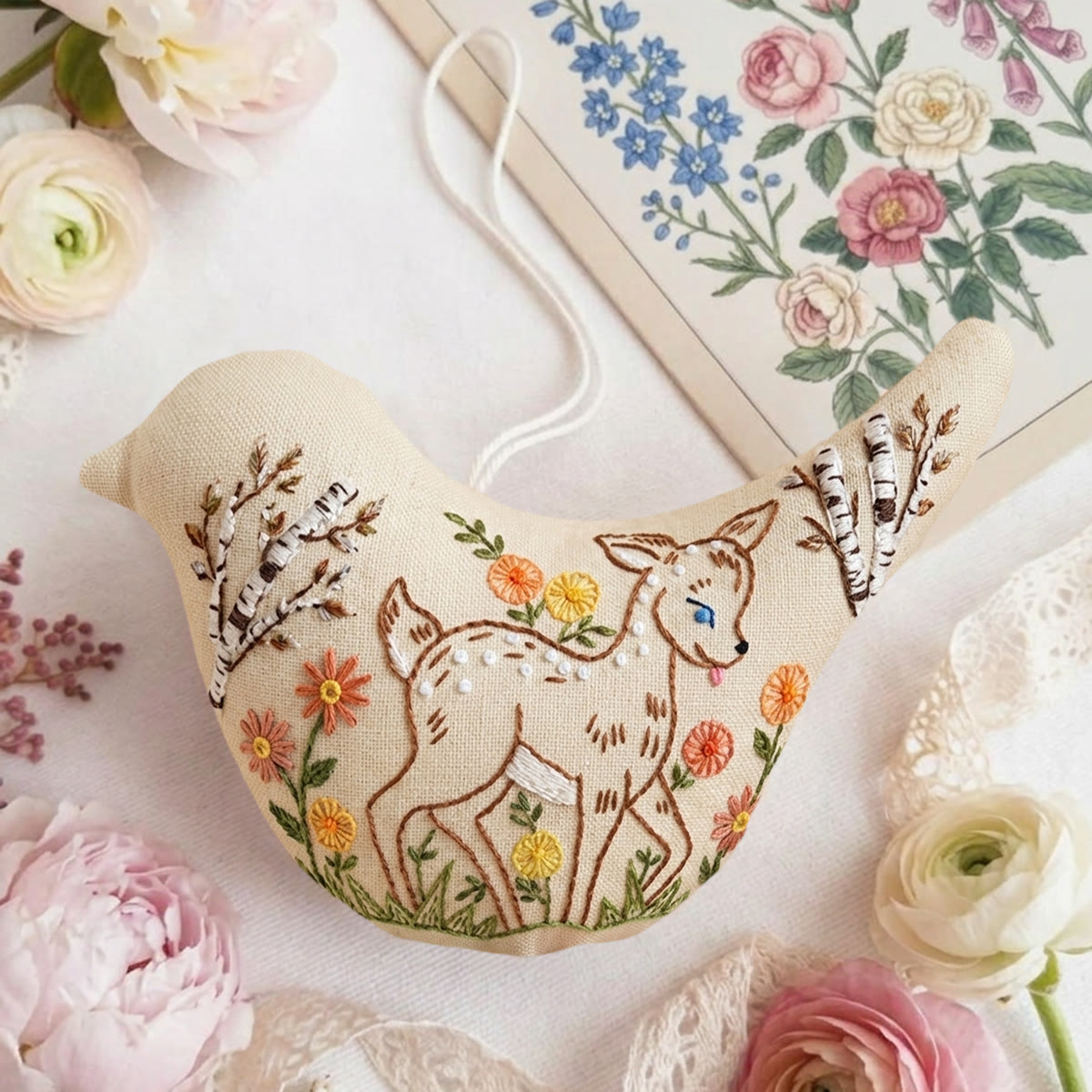 Rubbyoo Bird-shaped Embroidery Kit - Adorable Baby Deer  | Gift For Nature Lovers | Woodland Nursery Decor - image 3