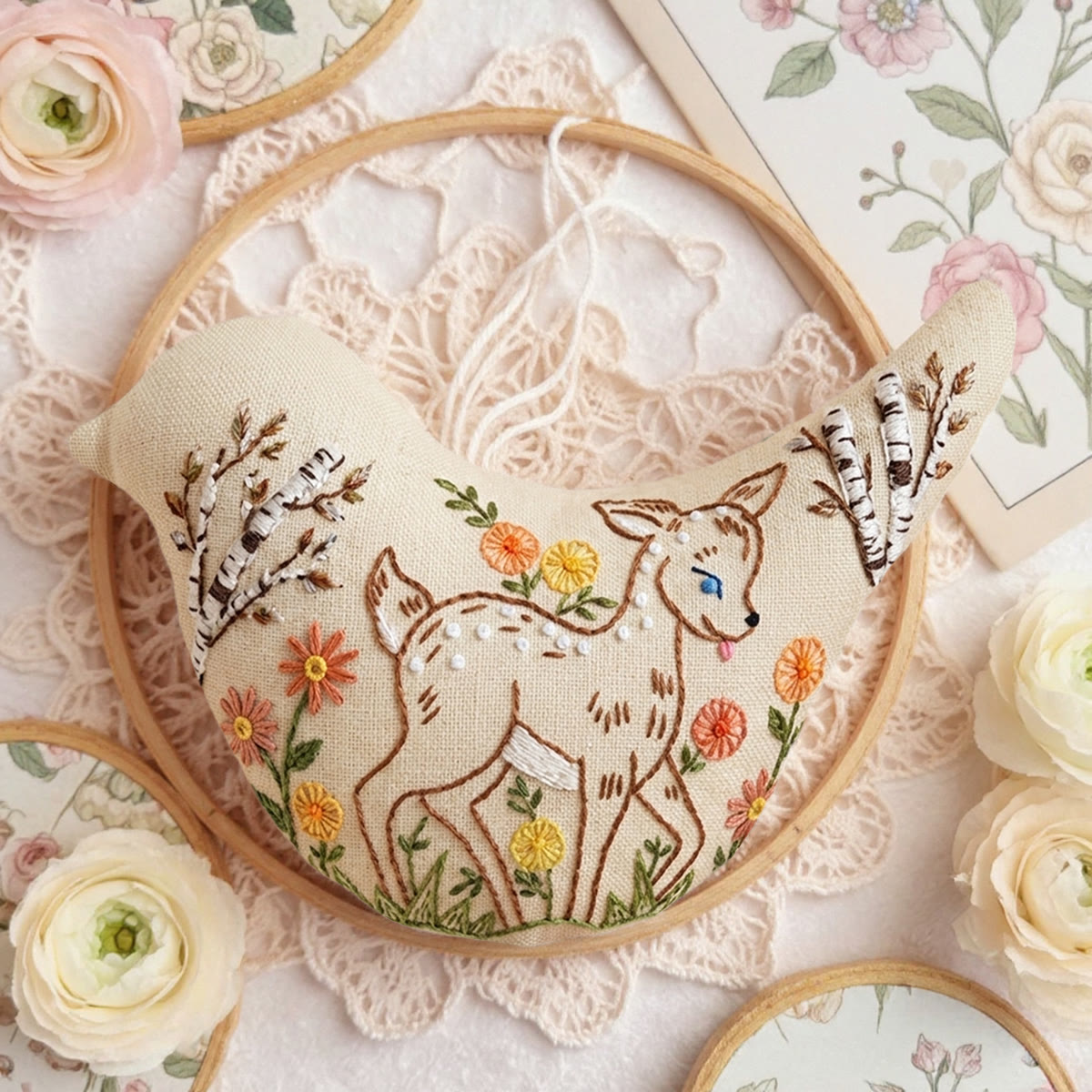 Rubbyoo Bird-shaped Embroidery Kit - Adorable Baby Deer  | Gift For Nature Lovers | Woodland Nursery Decor - image 7