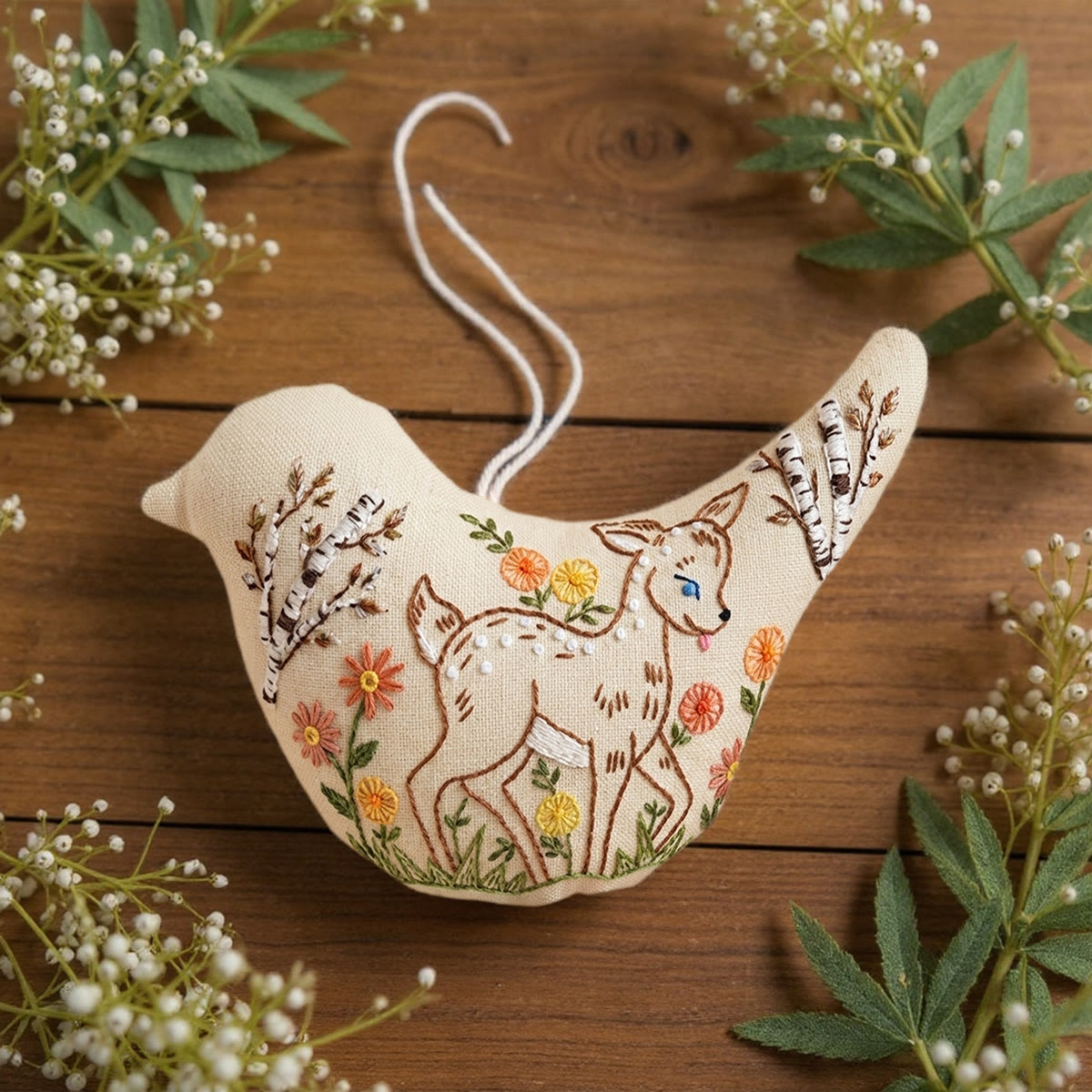 Rubbyoo Bird-shaped Embroidery Kit - Adorable Baby Deer  | Gift For Nature Lovers | Woodland Nursery Decor - image 5
