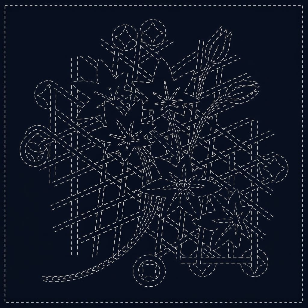 Rubbyoo Sashiko Embroidery Kit - Geometric Needlepoint | Meaningful Gift | Modern Wall Art Decor - 20*20cm - image 1