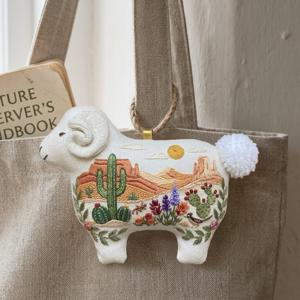 Rubbyoo Lamb-shaped Embroidery Kit - Sunset Desert | Unique Sewing Doll Project | Decorative Sheep Ornament - image 2