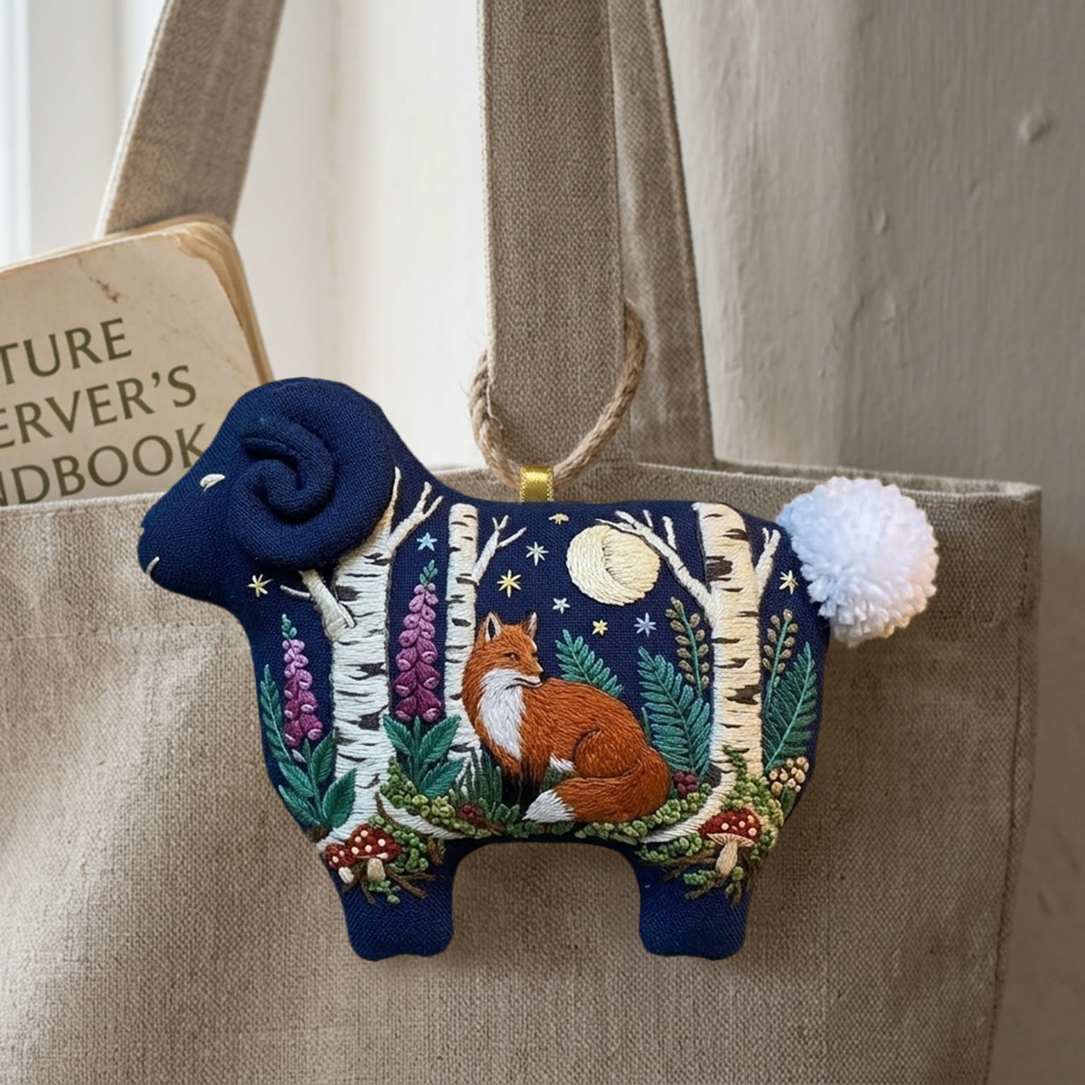 Rubbyoo Lamb-shaped Embroidery Kit - Fox In The Woods | Relaxing Diy Craft | Nature Inspired Wall Decor - image 2