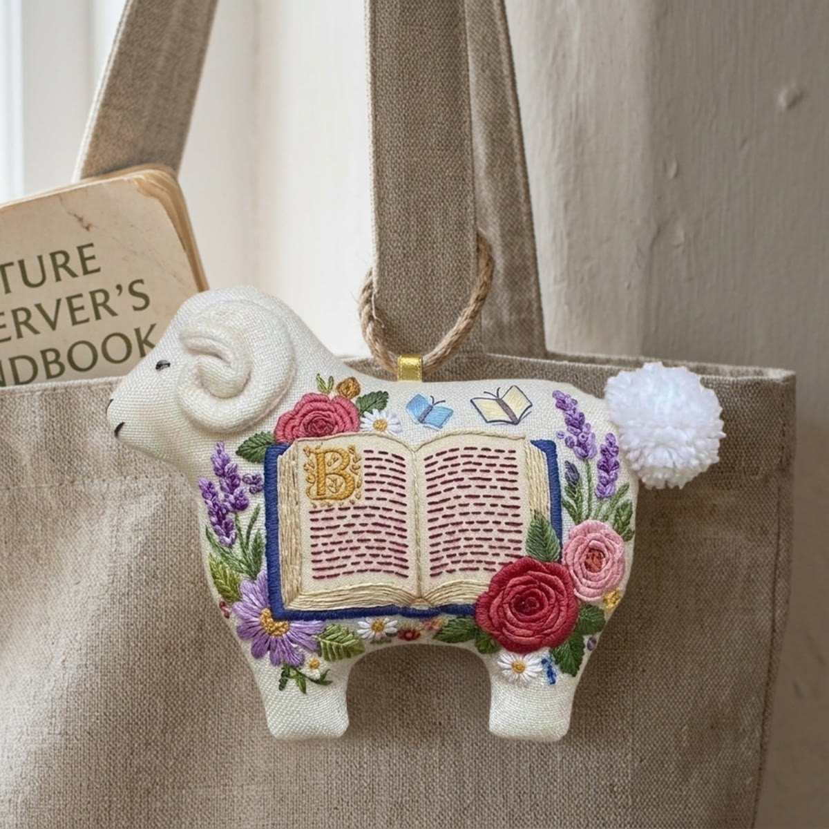 Rubbyoo Lamb-shaped Embroidery Kit - Floral Bible | Spiritual Home Ornament | Christian Memorial Gift - image 2