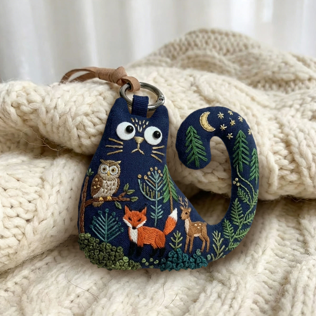 Rubbyoo Cat Embroidery Kit - Starry Night Forest Theme | Diy Handmade Mother's Day Gift  | Woodland Nursery Decor - image 2