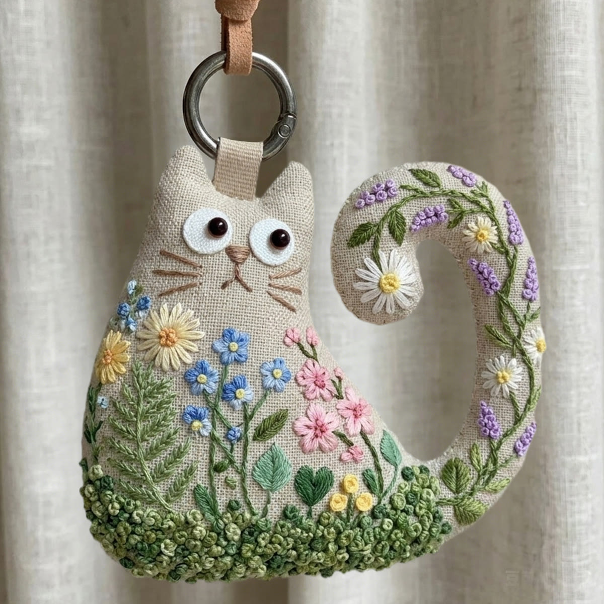 Rubbyoo Cat Embroidery Kit - Wildflower Meadow | Mother's Day Gift Idea | Cottagecore Handmade Bag Accessory  - 6 inches hoop kit - image 1