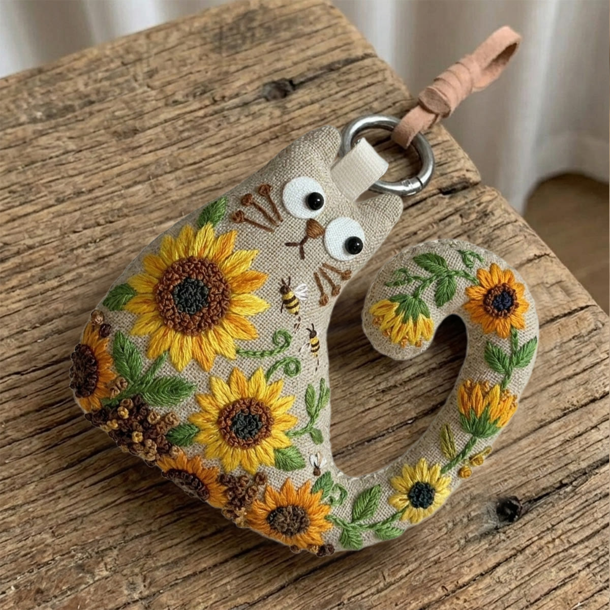 Rubbyoo Cat Embroidery Kit - Golden Sunflower And Bee | Handmade Nature Inspired Gift | Bright Nursery Wall Hanging - image 8