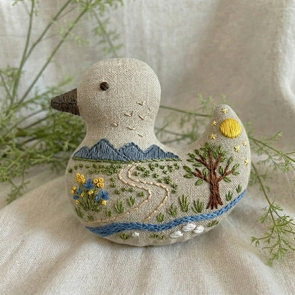 Rubbyoo Duck Embroidery Kit - Scenery With Yellow Wildflowers | Bag Pendant | Creative Handmade Gift Idea - image 5