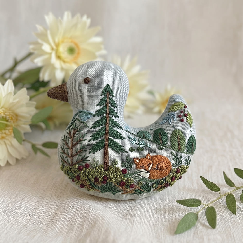 Rubbyoo Duck Embroidery Kit - Quiet Woodland Sleeping Fox | Small Pendant Decor | Creative Gift For Friends - image 2