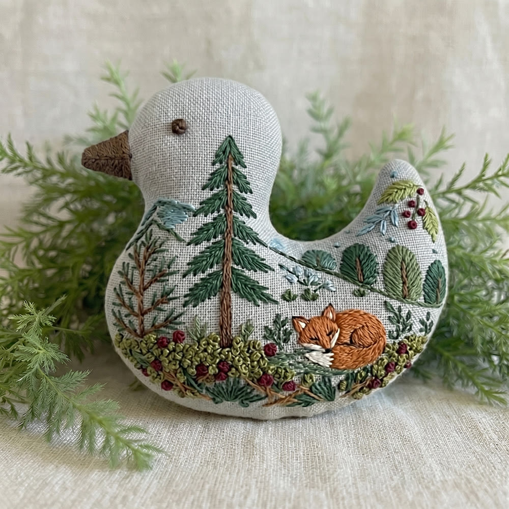 Rubbyoo Duck Embroidery Kit - Quiet Woodland Sleeping Fox | Small Pendant Decor | Creative Gift For Friends - image 4