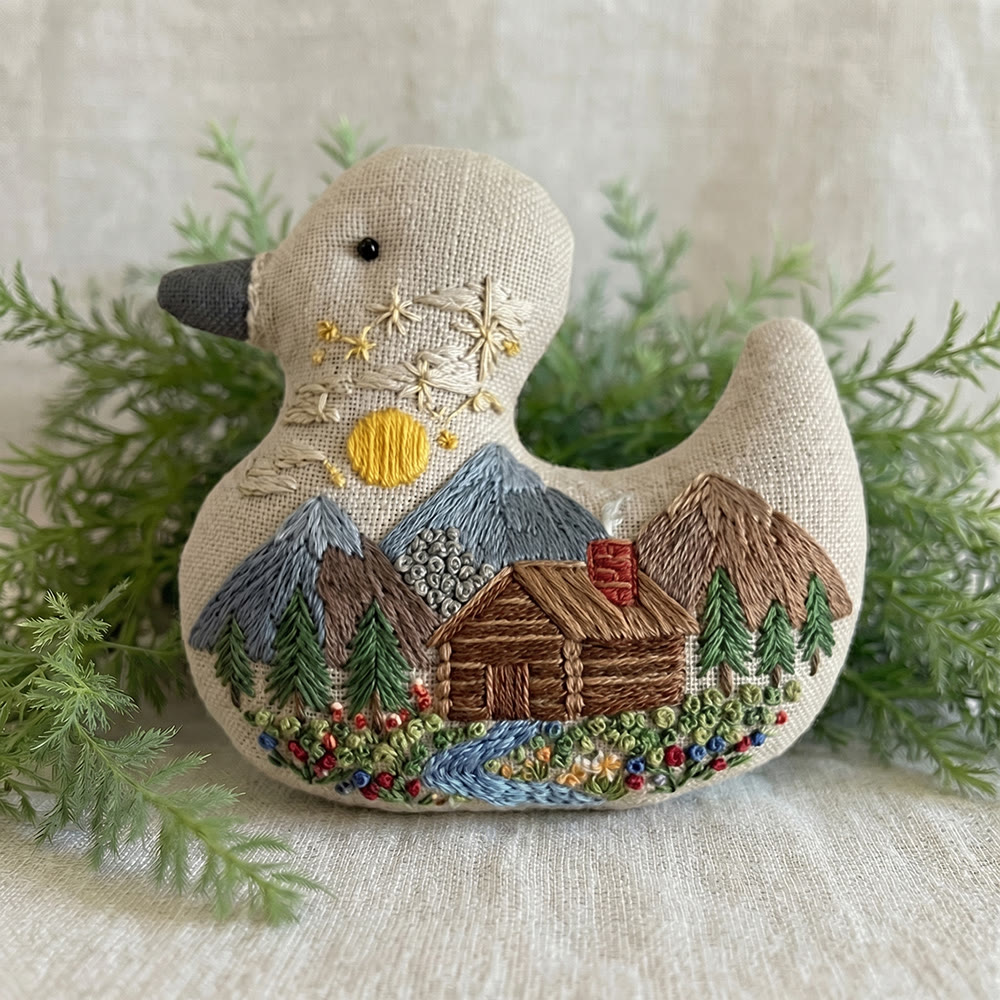 Rubbyoo Duck Embroidery Kit - Natural Hillside House View | Small Pendant Decor | Exquisite Handmade Ornament - image 7