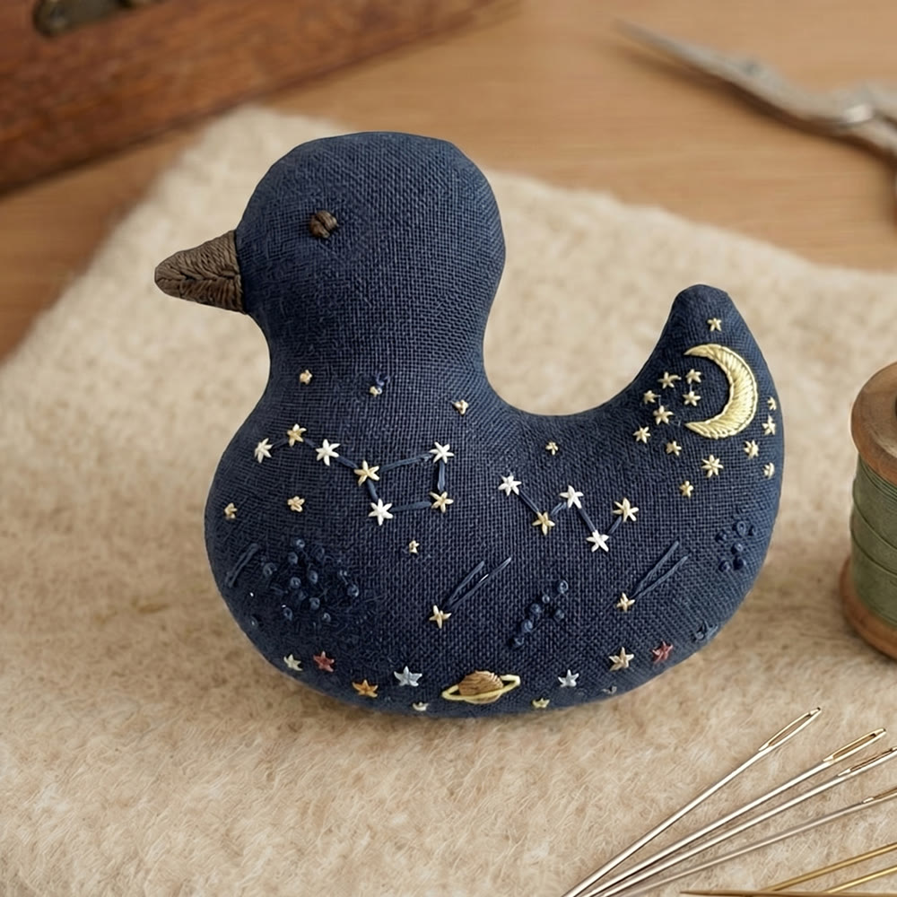Rubbyoo Duck Embroidery Kit - Universe And Starry Sky | Bag Pendant | Creative Handmade Gift Idea - image 2