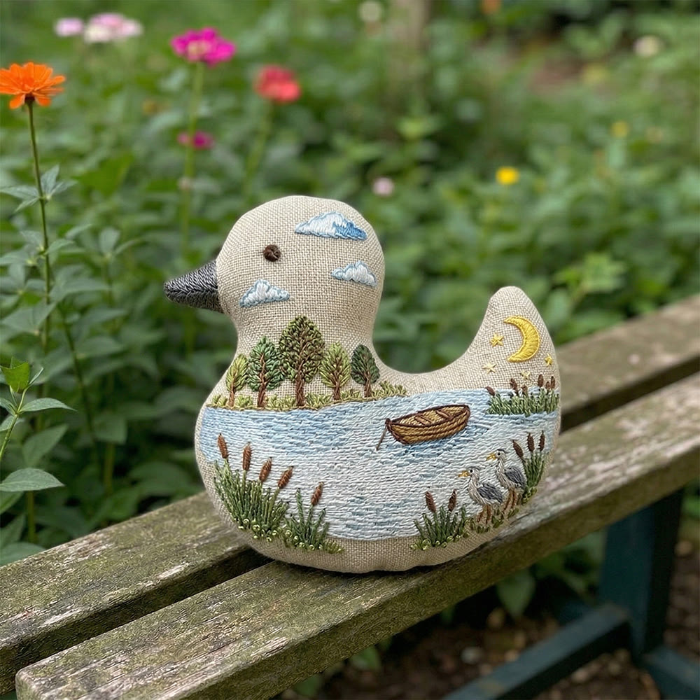 Rubbyoo Duck Embroidery Kit - Lakeside Wild Bird Landscape | Keychain Ornament | Unique Diy Craft Decor - image 7