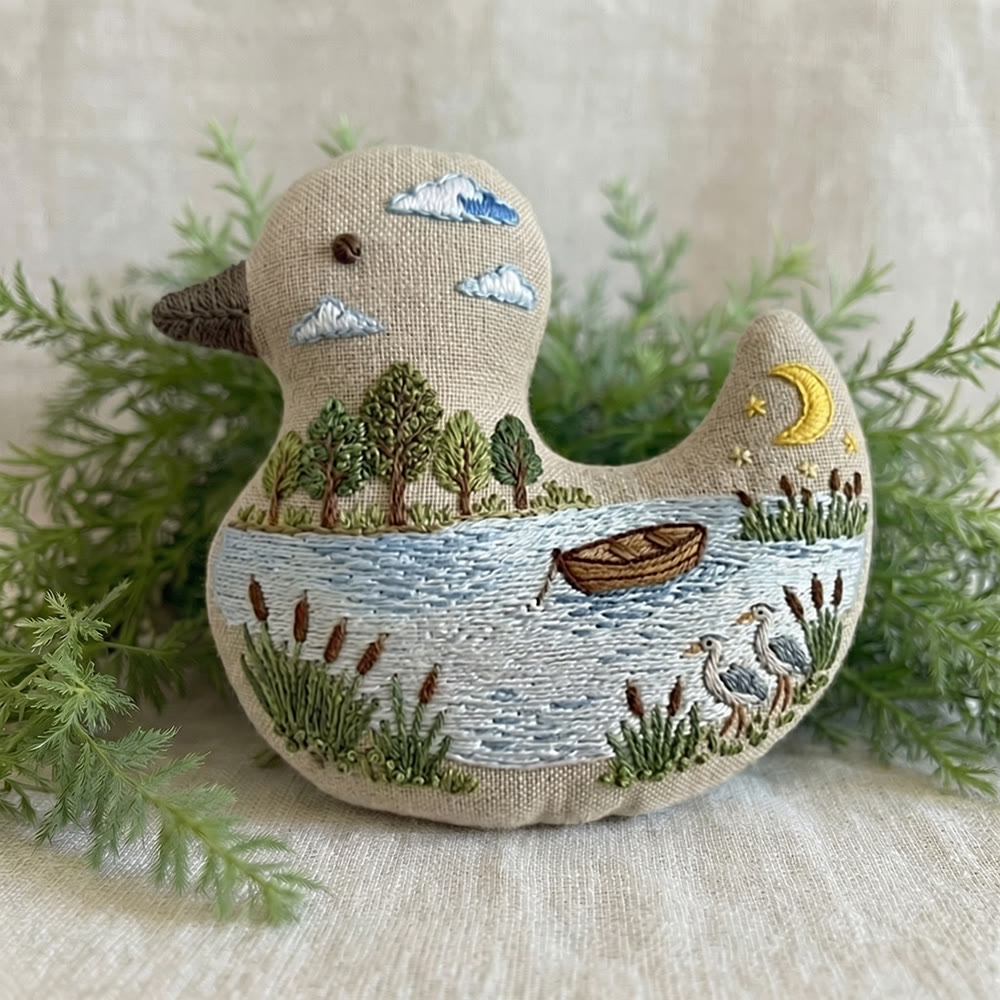 Rubbyoo Duck Embroidery Kit - Lakeside Wild Bird Landscape | Keychain Ornament | Unique Diy Craft Decor - image 5