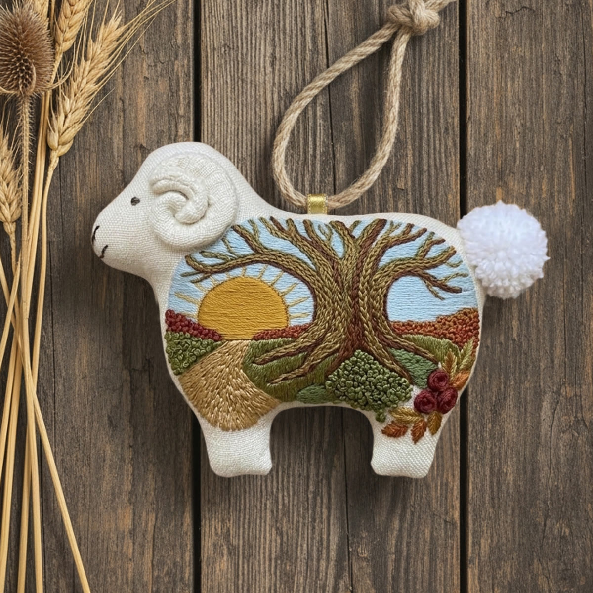 Rubbyoo Lamb-shaped Embroidery Kit - Rolling Hills And Meadows | Nature Lover Gift | Holiday Home Decor - image 2