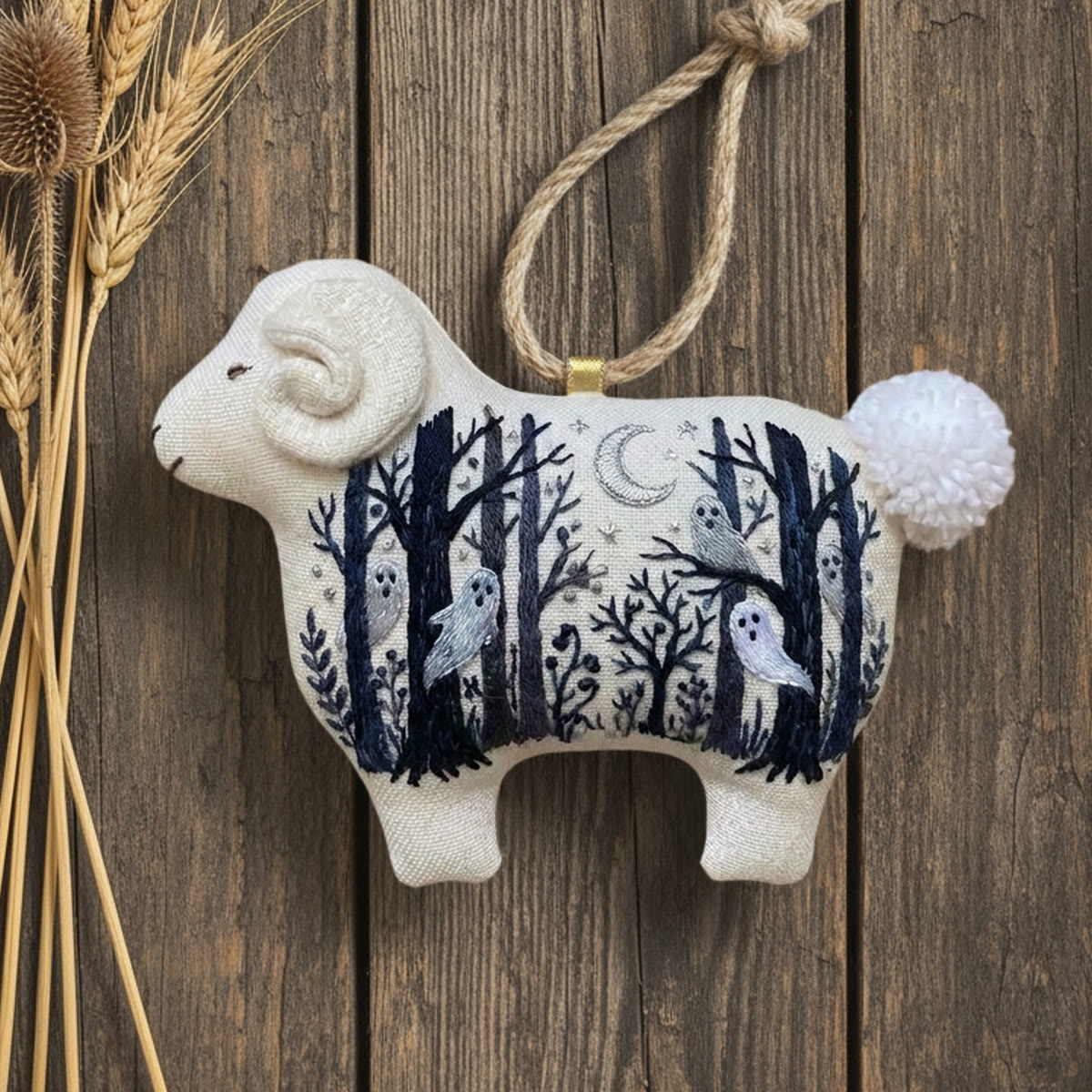 Rubbyoo Lamb-shaped Embroidery Kit - Little Cute Ghosts | Unique Birthday Gift For Friends | Cottagecore Goth Backpack Accessory - image 2