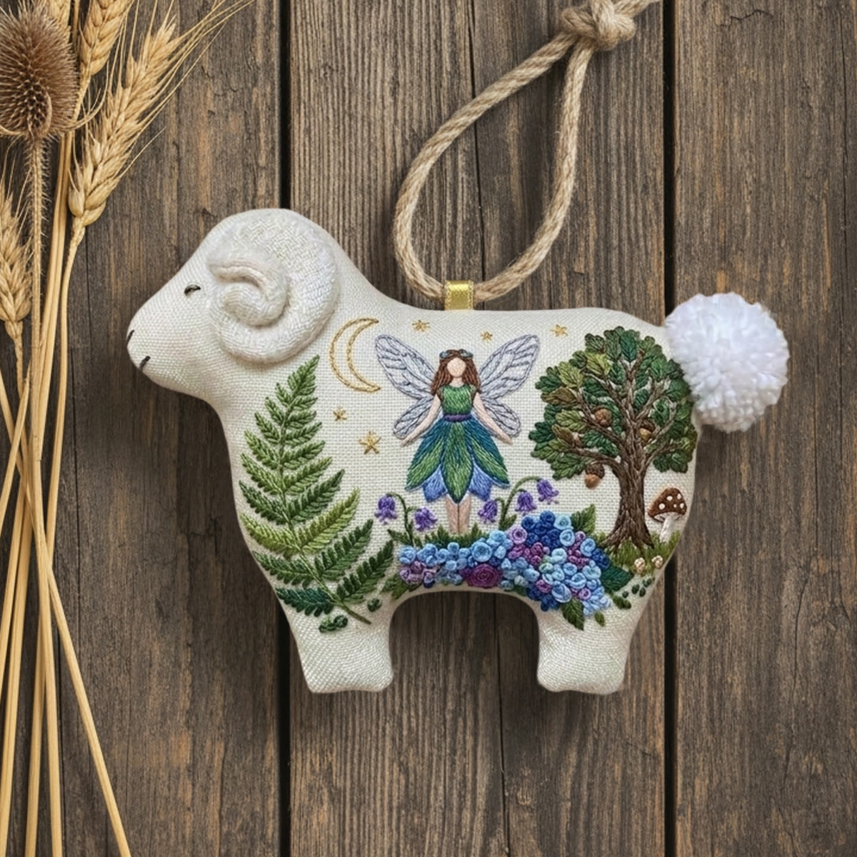 Rubbyoo Lamb-shaped Embroidery Kit - Forest Fairy With Wings | Whimsical Mythical Gift | Nursery Fairytale Wall Hanging - image 2