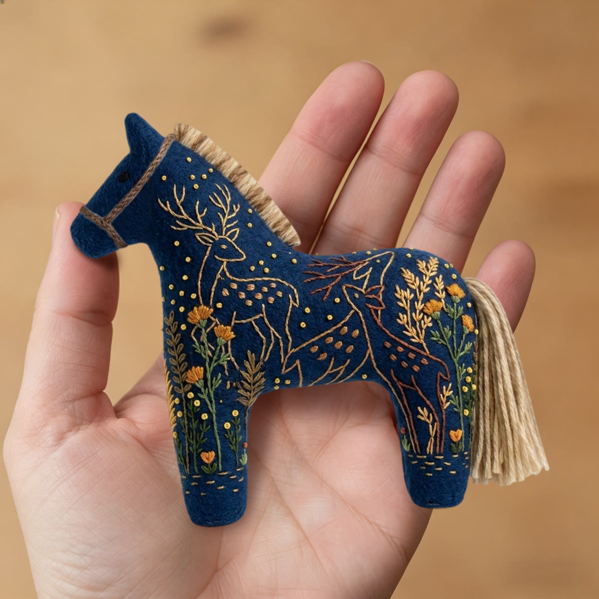 Rubbyoo Dala Horse Embroidery Kit - Golden Deer In Meadow | Unique Holiday Gift For Her | Whimsical And Elegant Bag Charm - image 8