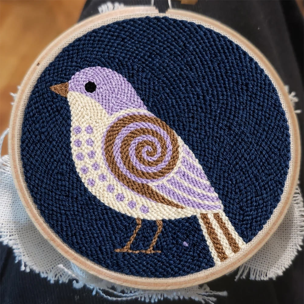 Little Bird Punch Needle Kit - Diy Yarn Craft | Handmade Hanging Ornament - image 5