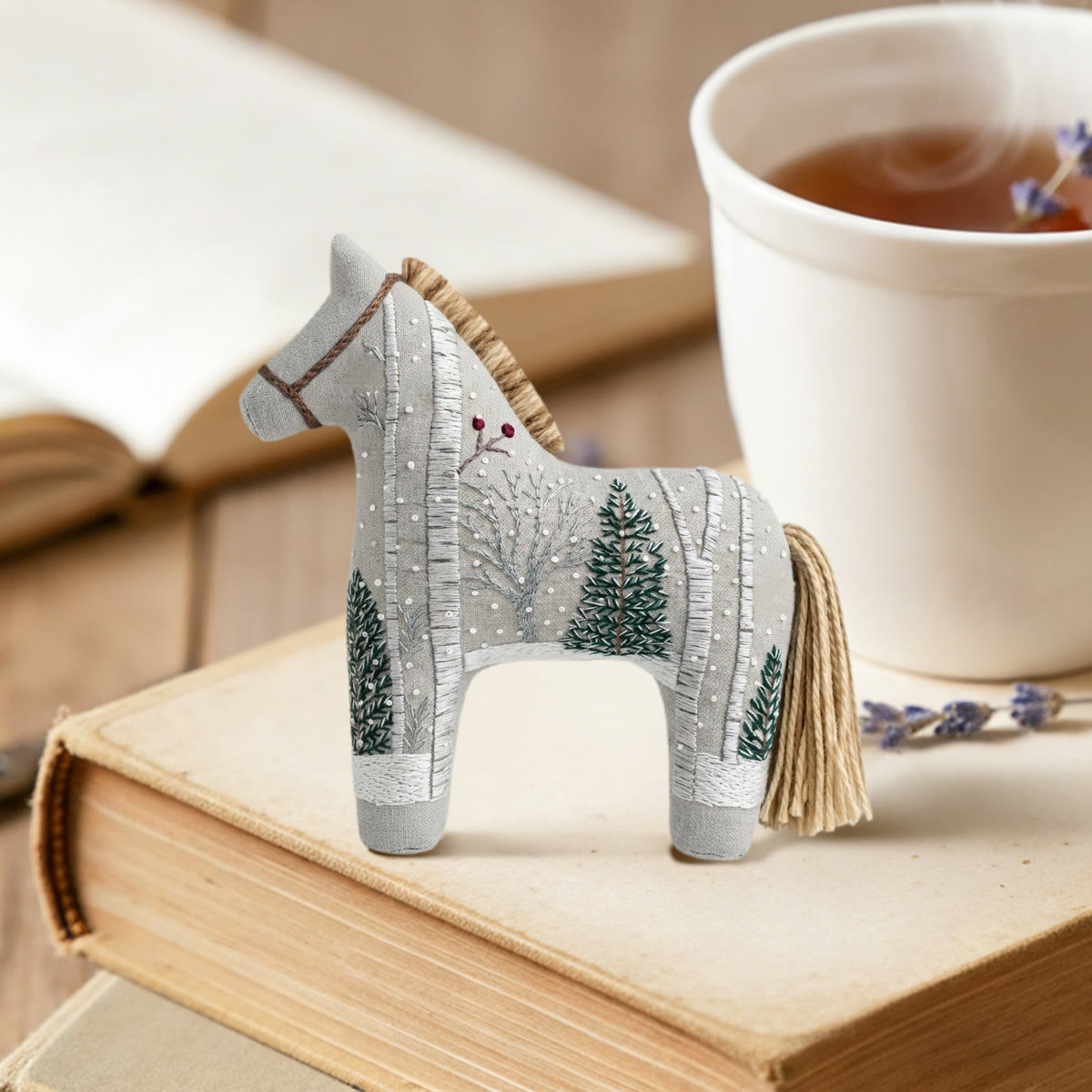 Rubbyoo Dala Horse Embroidery Kit - Birch Tree Forest | Elegant Housewarming Gift | Modern Farmhouse Decor - image 2
