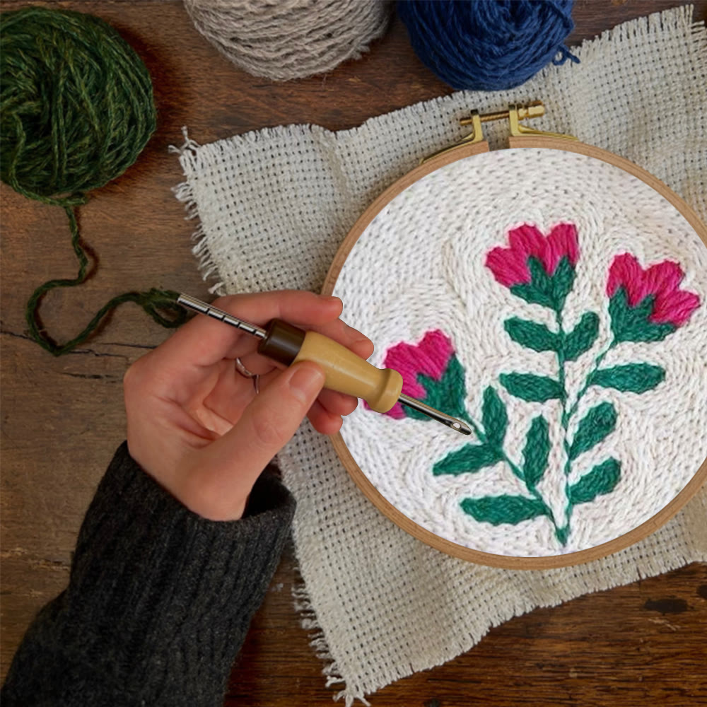 Pink Flower Punch Needle Kit - Beginner Handmade Carft | Diy Hanging Wall Art  - image 6