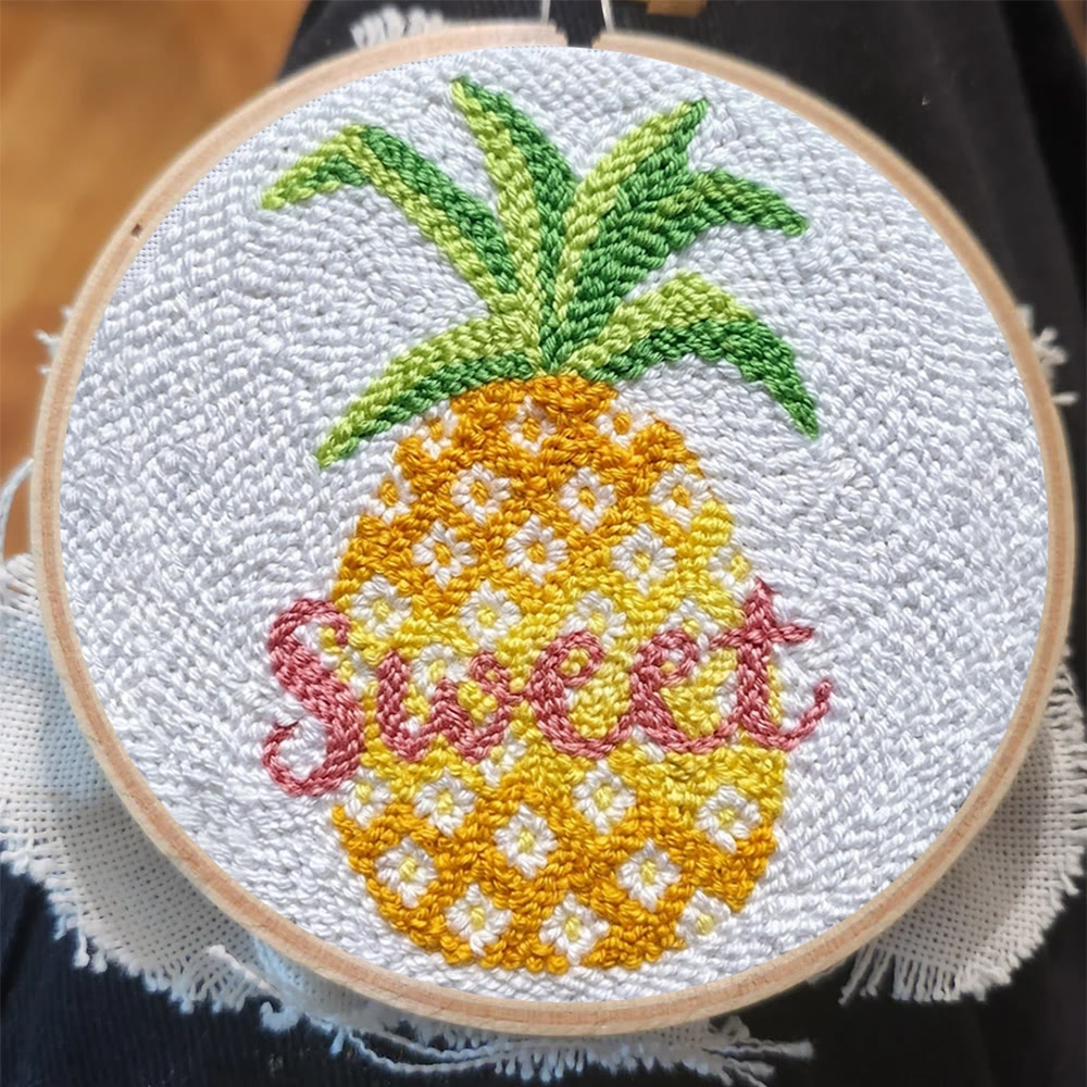 Sweet Pineapple Punch Needle Kit - Creative Fruit Art | Handmade Home Ornament - image 3