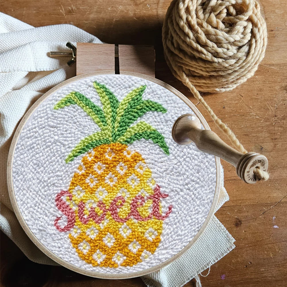 Sweet Pineapple Punch Needle Kit - Creative Fruit Art | Handmade Home Ornament - image 8
