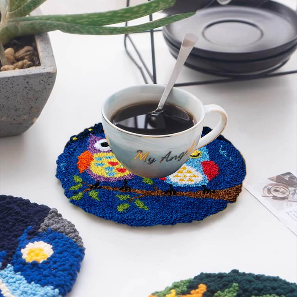 Owl In Night Punch Needle Kit - Handmade Yarn Hoop | Uniqe Home Accent - image 11