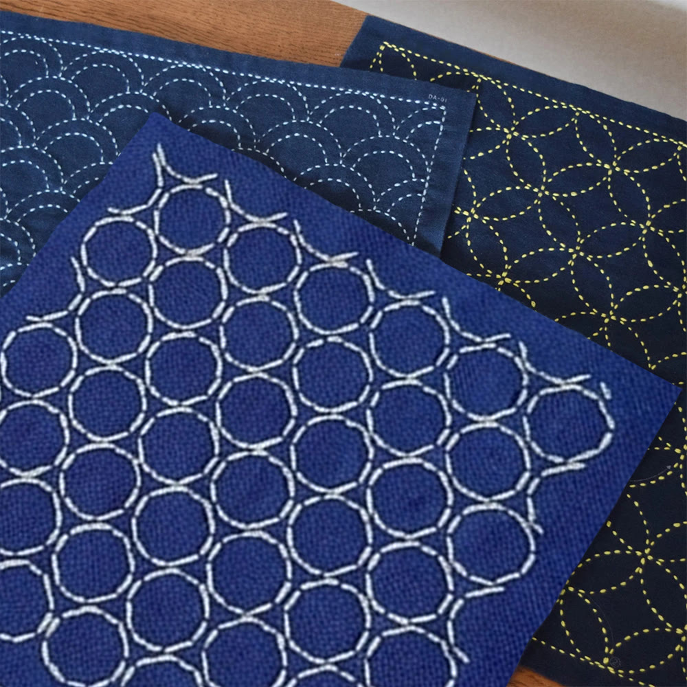 Rubbyoo Sashiko Embroidery Kit - Seven Treasures | Relaxing Handmade Craft | Modern Minimalist Home - 20*20cm - image 1