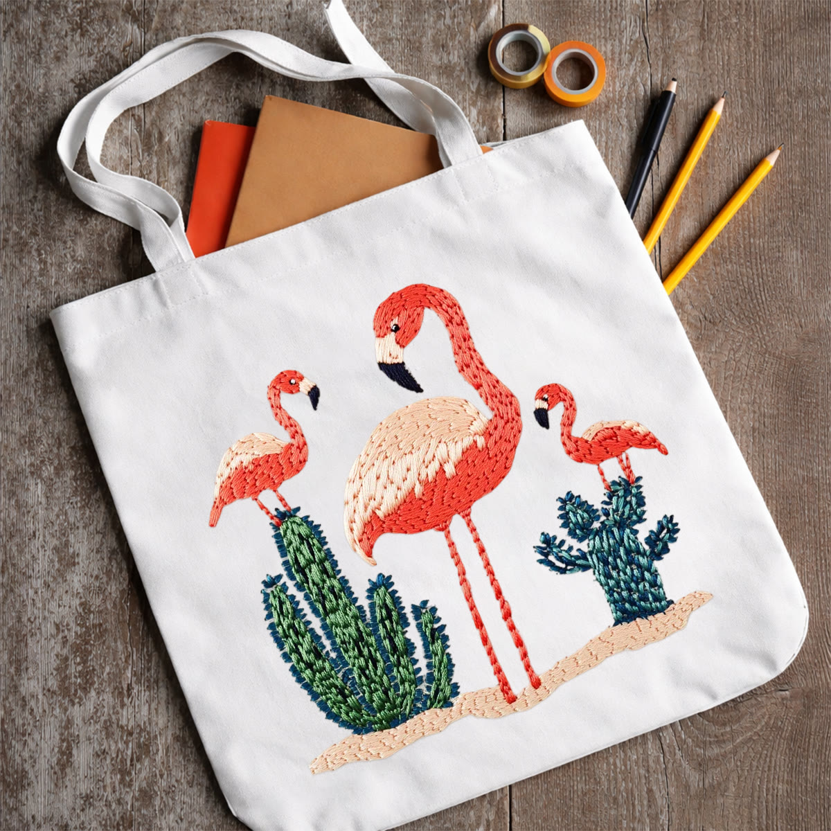 Rubbyoo Embroidery Tote Bag Kit - Elegant Flamingo | Unique Sewing Project | Aesthetic Mother's Day Gift - image 9