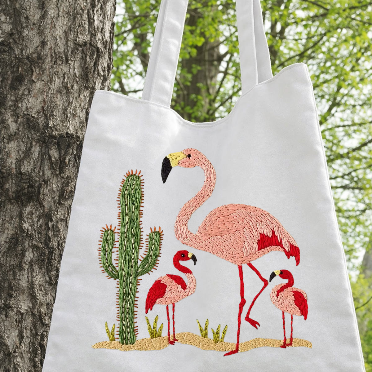 Rubbyoo Embroidery Tote Bag Kit - Elegant Flamingo | Unique Sewing Project | Aesthetic Mother's Day Gift - image 7