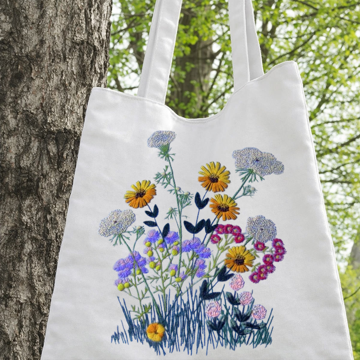 Rubbyoo Embroidery Tote Bag Kit - Spring Wildflower| Colorful Floral Artwork | Accessories Bag For Beginners - image 3