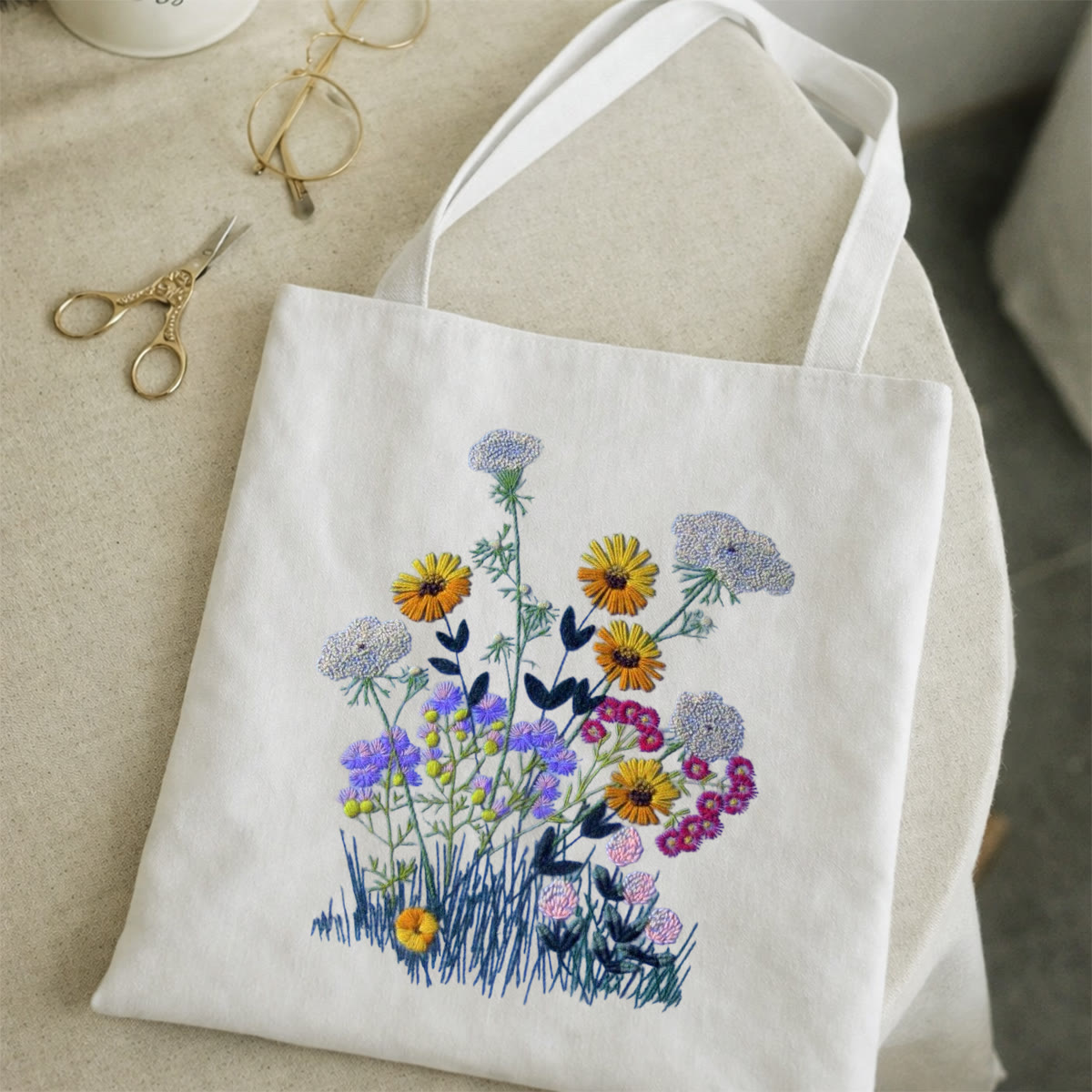 Rubbyoo Embroidery Tote Bag Kit - Spring Wildflower| Colorful Floral Artwork | Accessories Bag For Beginners - image 2