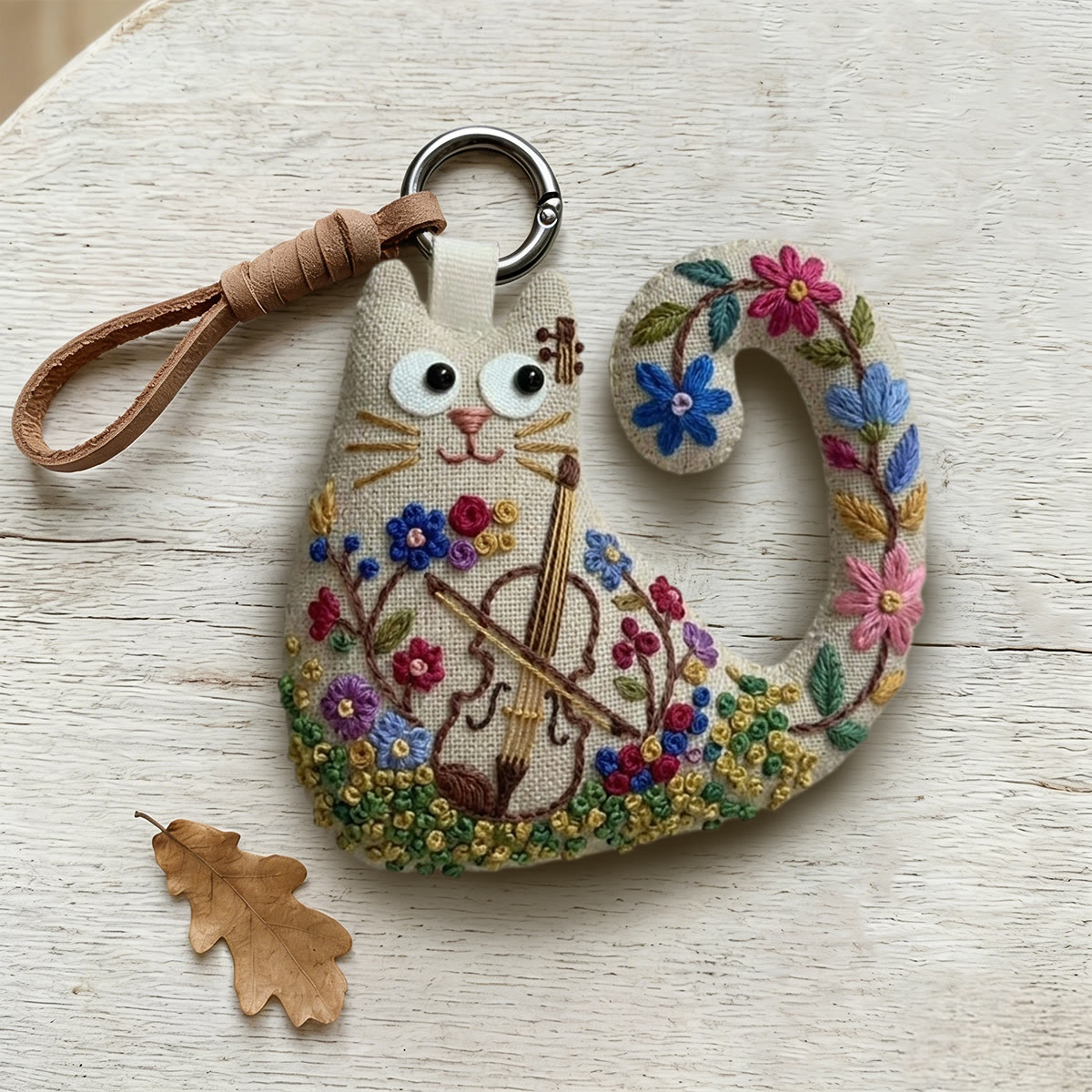 Rubbyoo Cat Embroidery Kit - Floral Violin Design | Unique Birthday Gift For Her | Artsy Wall Hanging Decor - image 7