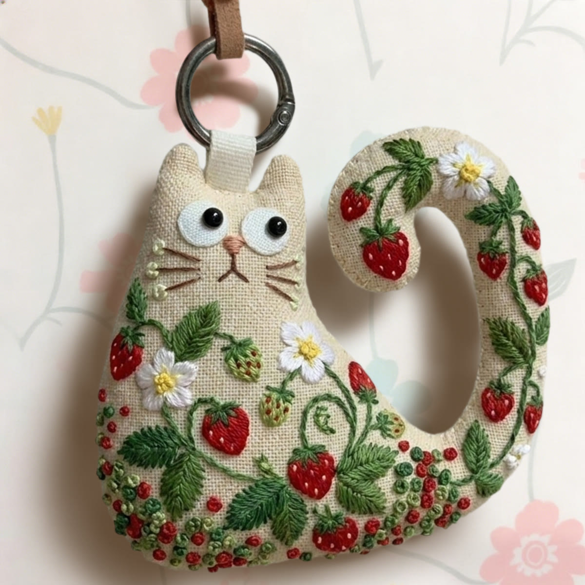 Rubbyoo Cat Embroidery Kit - Wild Strawberry Vine | Whimsical And Sweet Gift | Summer Bag Decor  - image 6