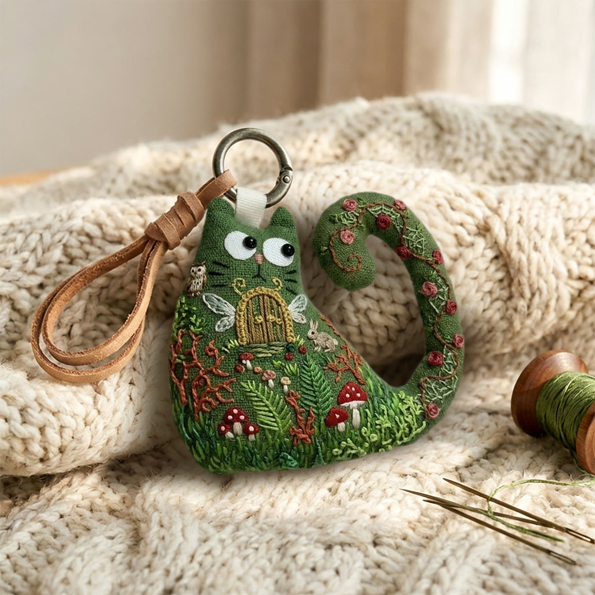 Rubbyoo Cat Embroidery Kit - Fairy Door In Secret Garden | Magic Gift For Kids | Fairycore Bag Pendant - image 9
