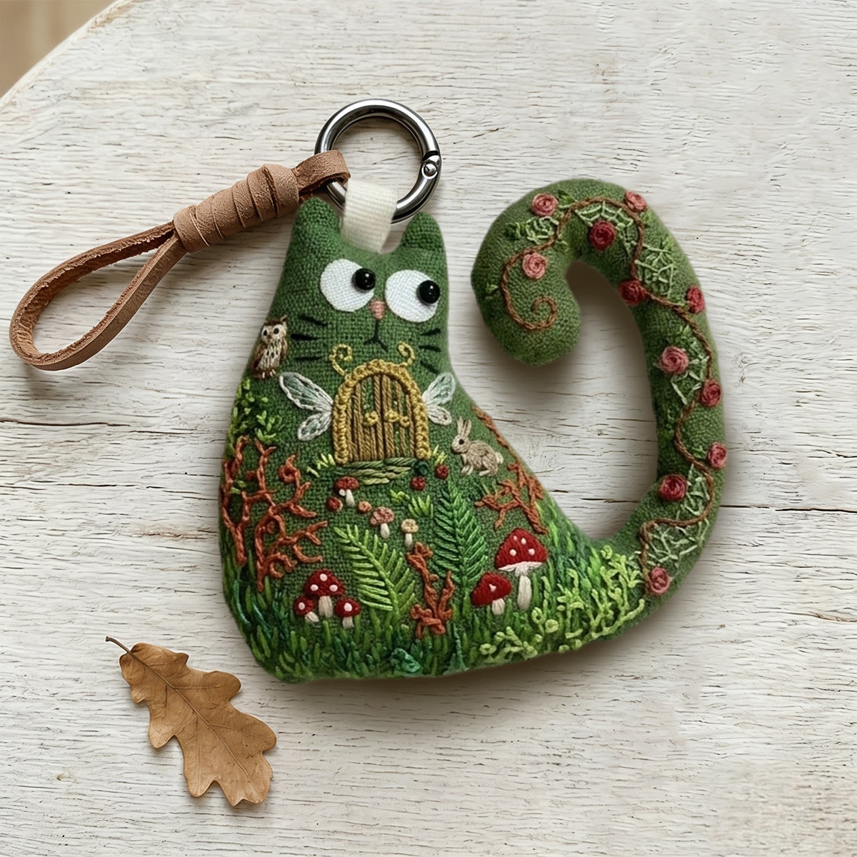 Rubbyoo Cat Embroidery Kit - Fairy Door In Secret Garden | Magic Gift For Kids | Fairycore Bag Pendant - image 8