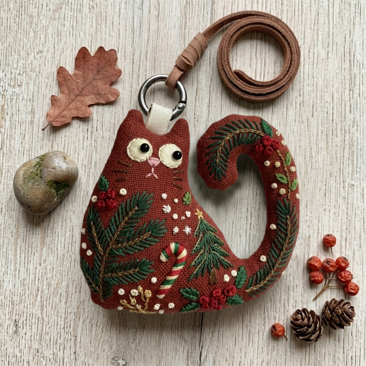 Rubbyoo Cat Embroidery Kit - Christmas Tree And Pine | Cute Gift For Her | Holiday Party Favor - image 4