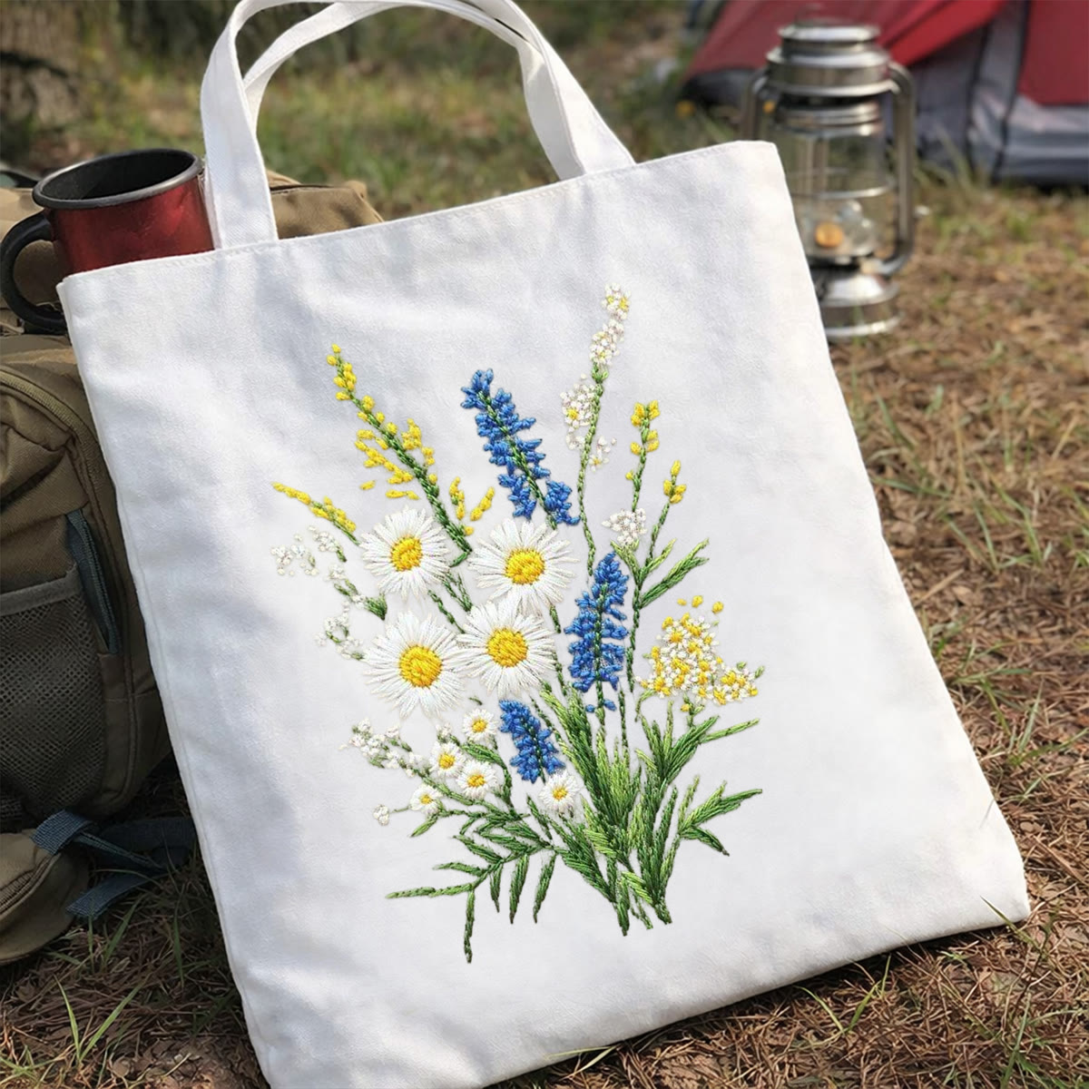 Rubbyoo Embroidery Tote Bag Kit - Little Daisies | Diy Craft Gift | Handmade Shoulder Bag - image 5