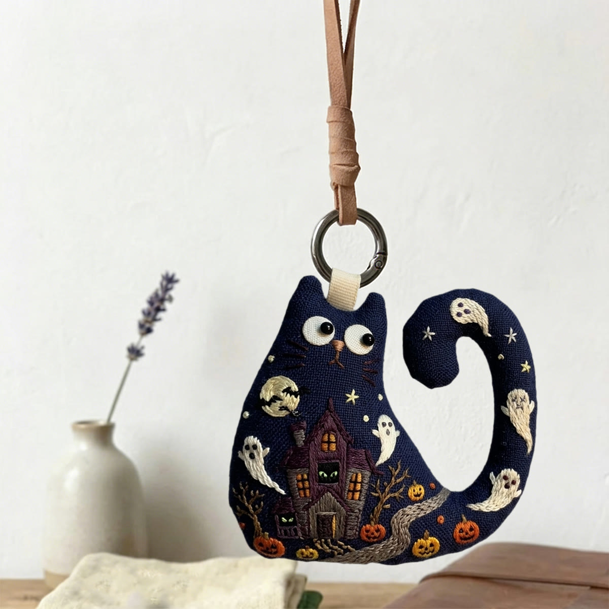 Rubbyoo Cat Embroidery Kit - Haunted House | Unique Handmade Keepsake | Creepy Cute Bag Charm - image 5