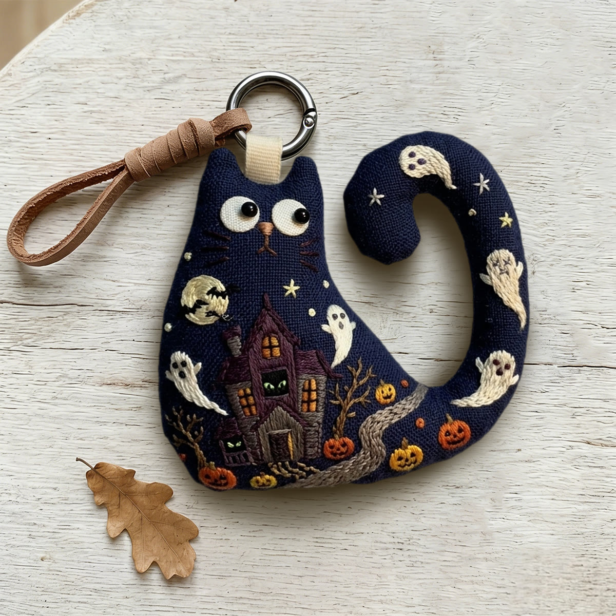 Rubbyoo Cat Embroidery Kit - Haunted House | Unique Handmade Keepsake | Creepy Cute Bag Charm - image 6