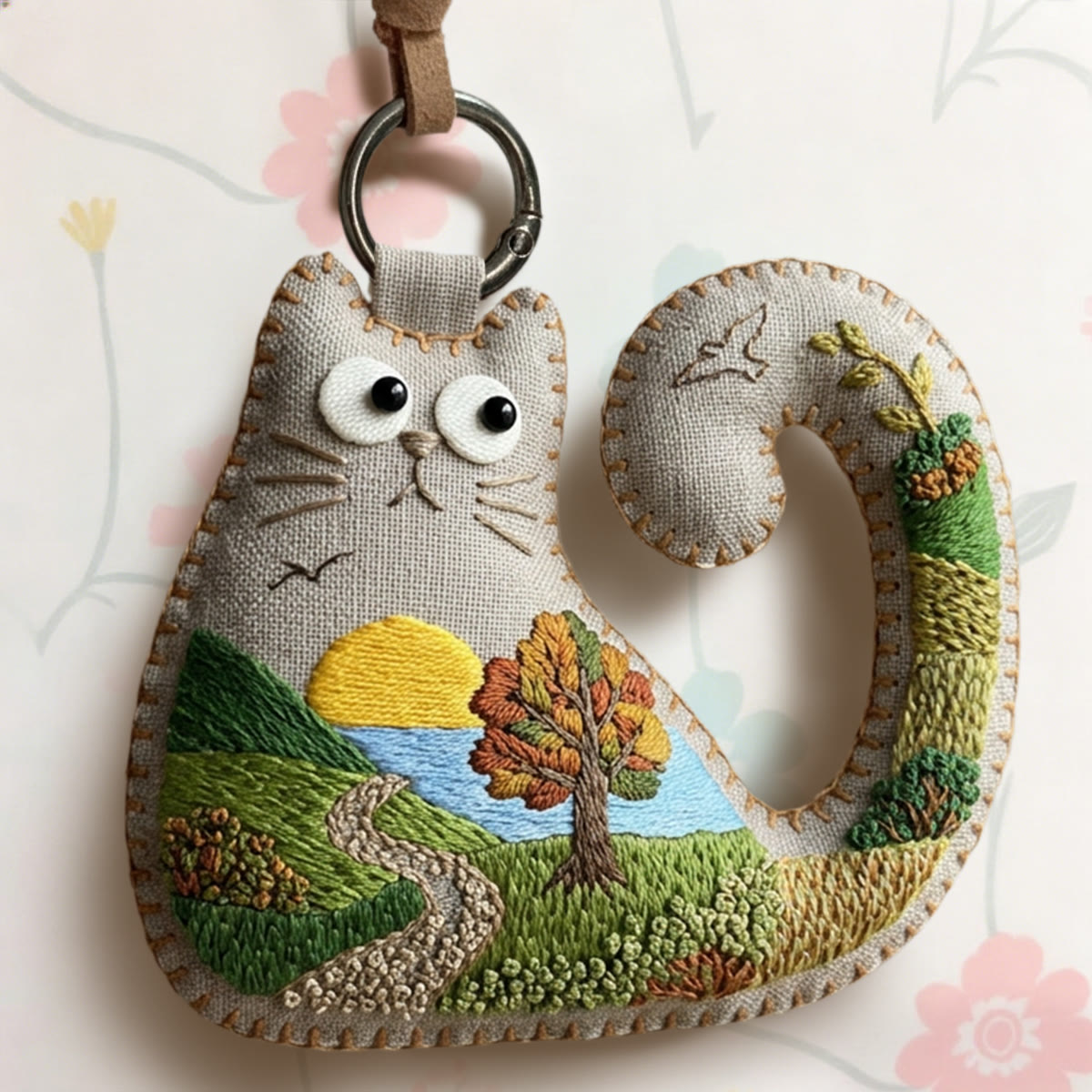 Rubbyoo Cat Embroidery Kit - Rolling Hills And Fields | Gift For Nature Lovers | Wall Gallery Accent - image 2