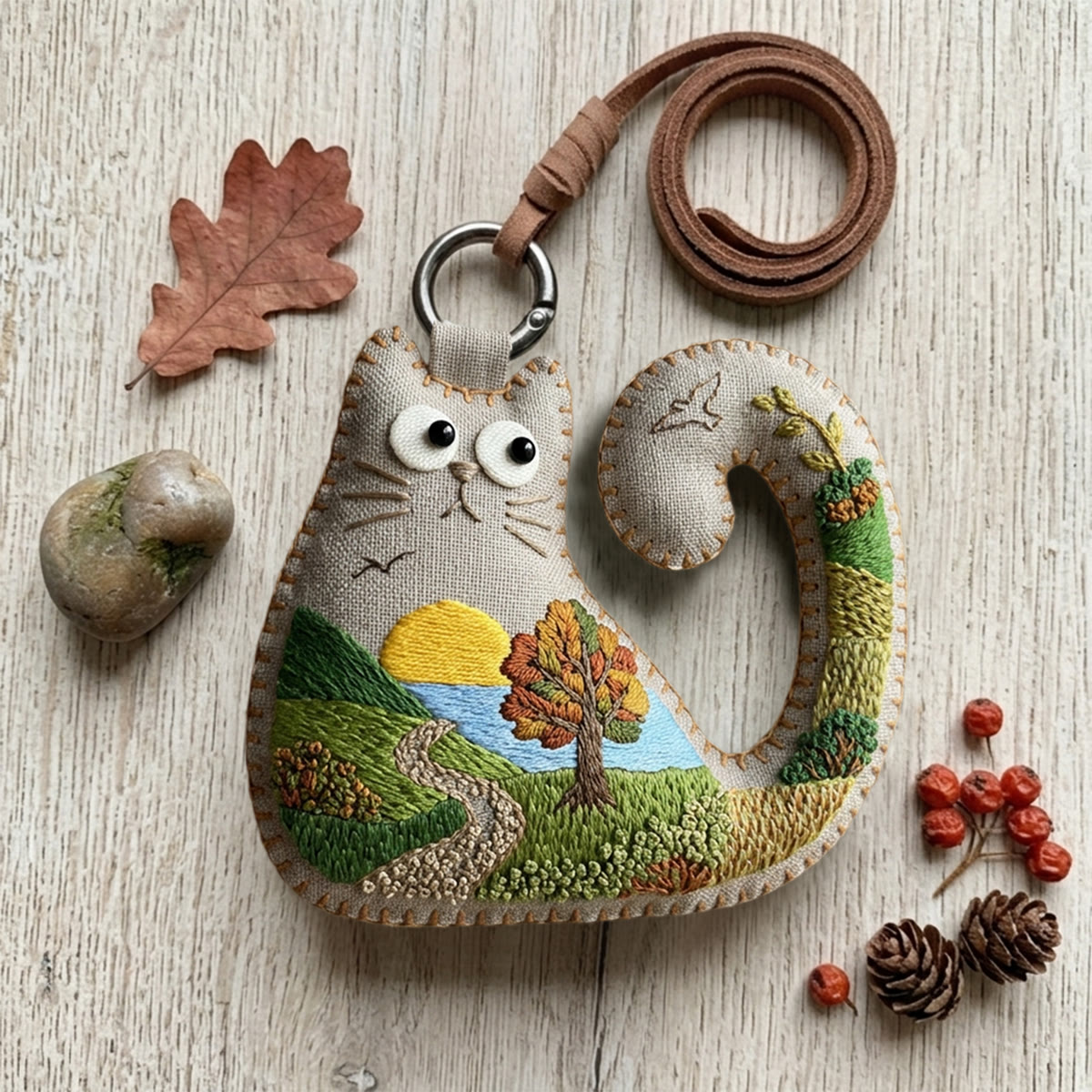 Rubbyoo Cat Embroidery Kit - Rolling Hills And Fields | Gift For Nature Lovers | Wall Gallery Accent - image 4