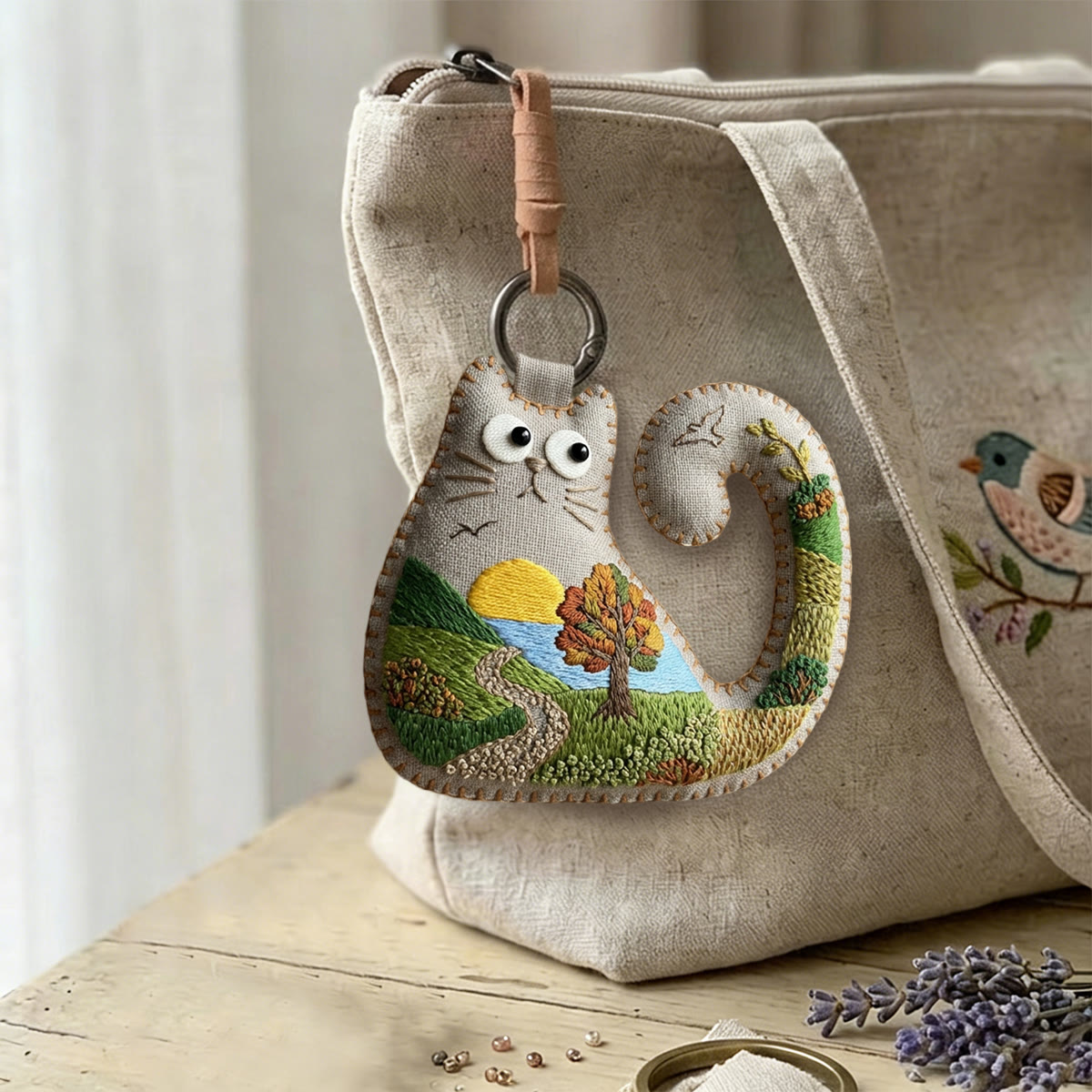 Rubbyoo Cat Embroidery Kit - Rolling Hills And Fields | Gift For Nature Lovers | Wall Gallery Accent - image 3