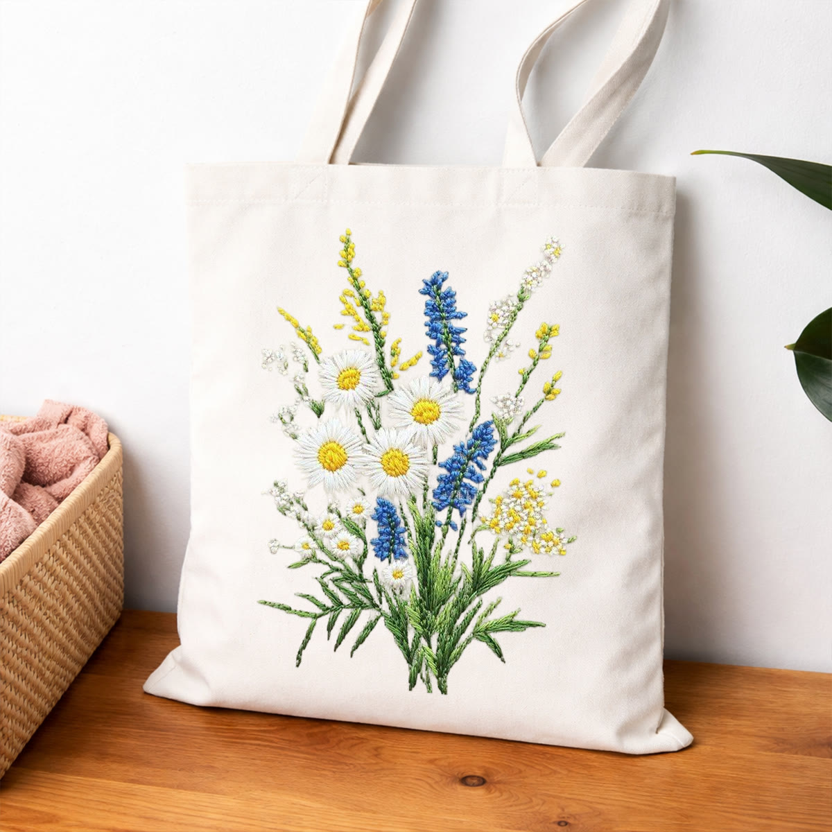 Rubbyoo Embroidery Tote Bag Kit - Little Daisies | Diy Craft Gift | Handmade Shoulder Bag - image 2