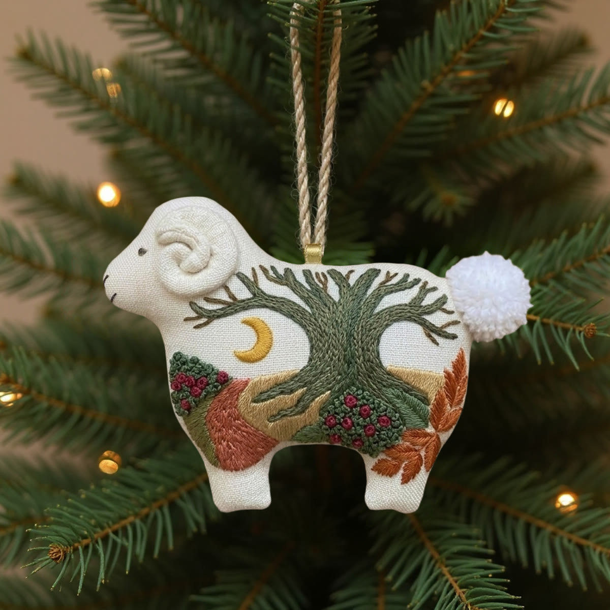Rubbyoo Lamb-shaped Embroidery Kit - Tree Of Life | Easy Handmade Artwork | Lovely Wall Decoration  - 6 inches hoop kit - image 1